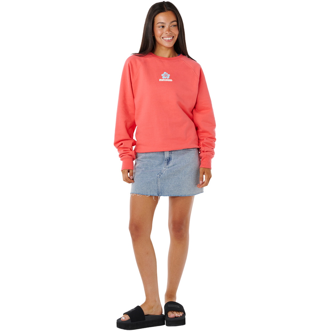 2025 Rip Curl Mulher Luxe Surf Raglan Relaxed Crew 0ARWFL - Watermelon